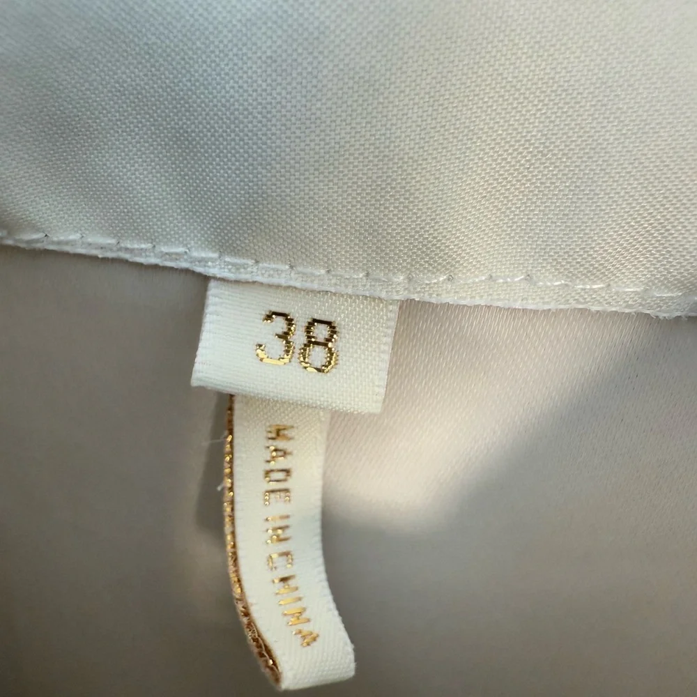 Maje Blue and White Satin Bomber Jacket with Cactus appliqué - Picture 4 of 12
